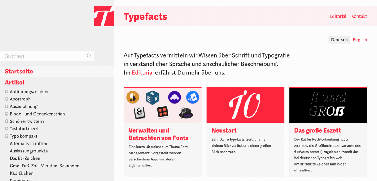 Screenshot der Typefacts-Seite