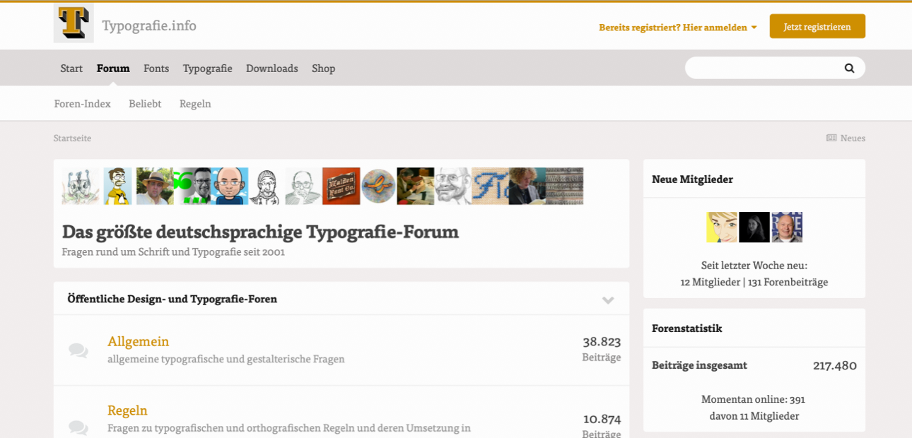 Screenshot der Website »Typografie.info«